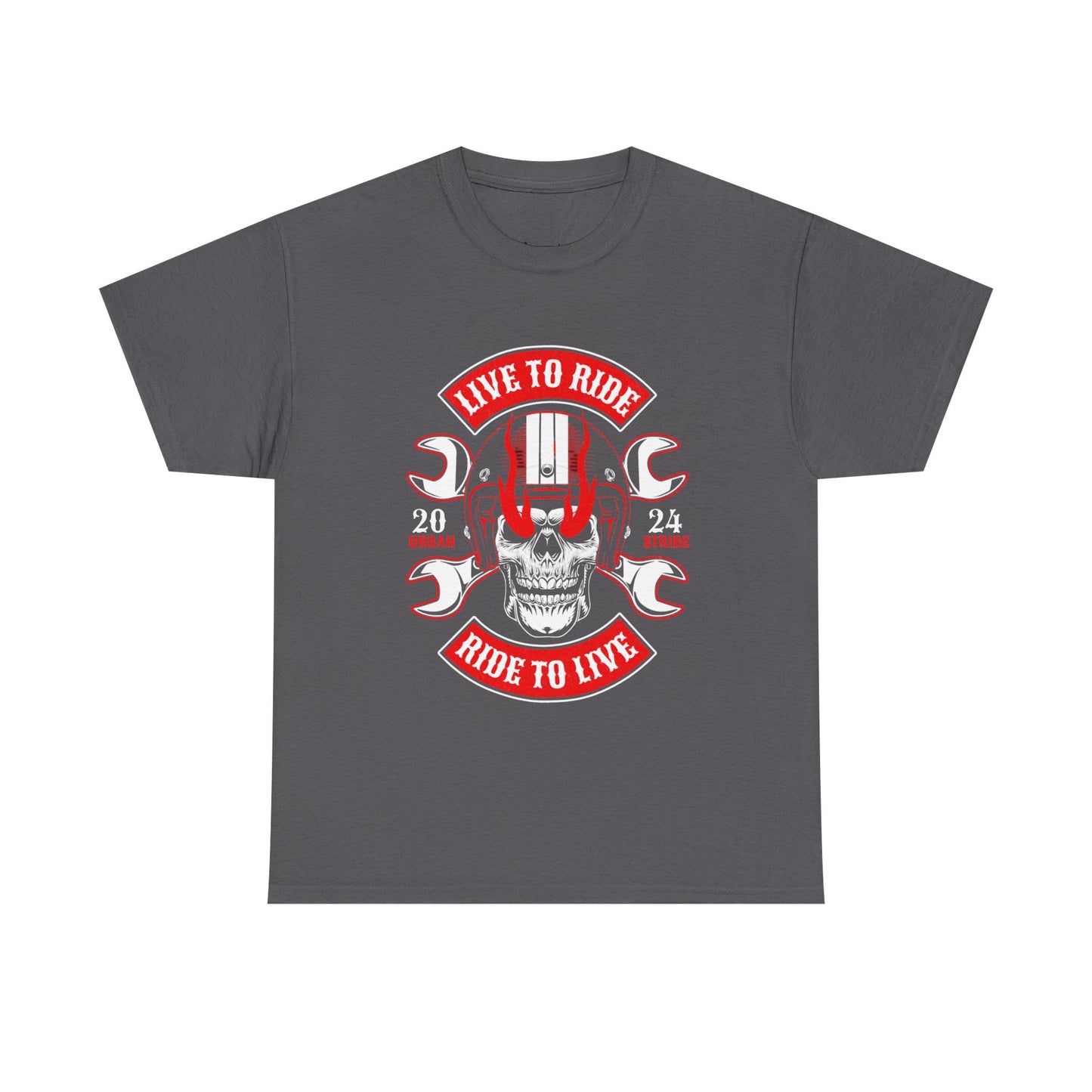 T-shirt con scritta "Live to ride ; Ride to live"