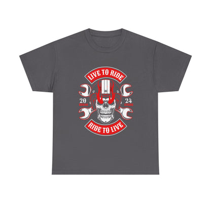 T-shirt con scritta "Live to ride ; Ride to live"