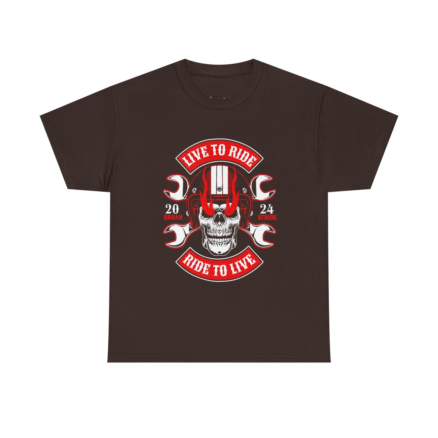 T-shirt con scritta "Live to ride ; Ride to live"