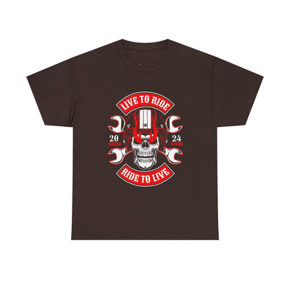 T-shirt con scritta "Live to ride ; Ride to live"