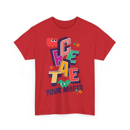 T-shirt con scritta "Create your magic"
