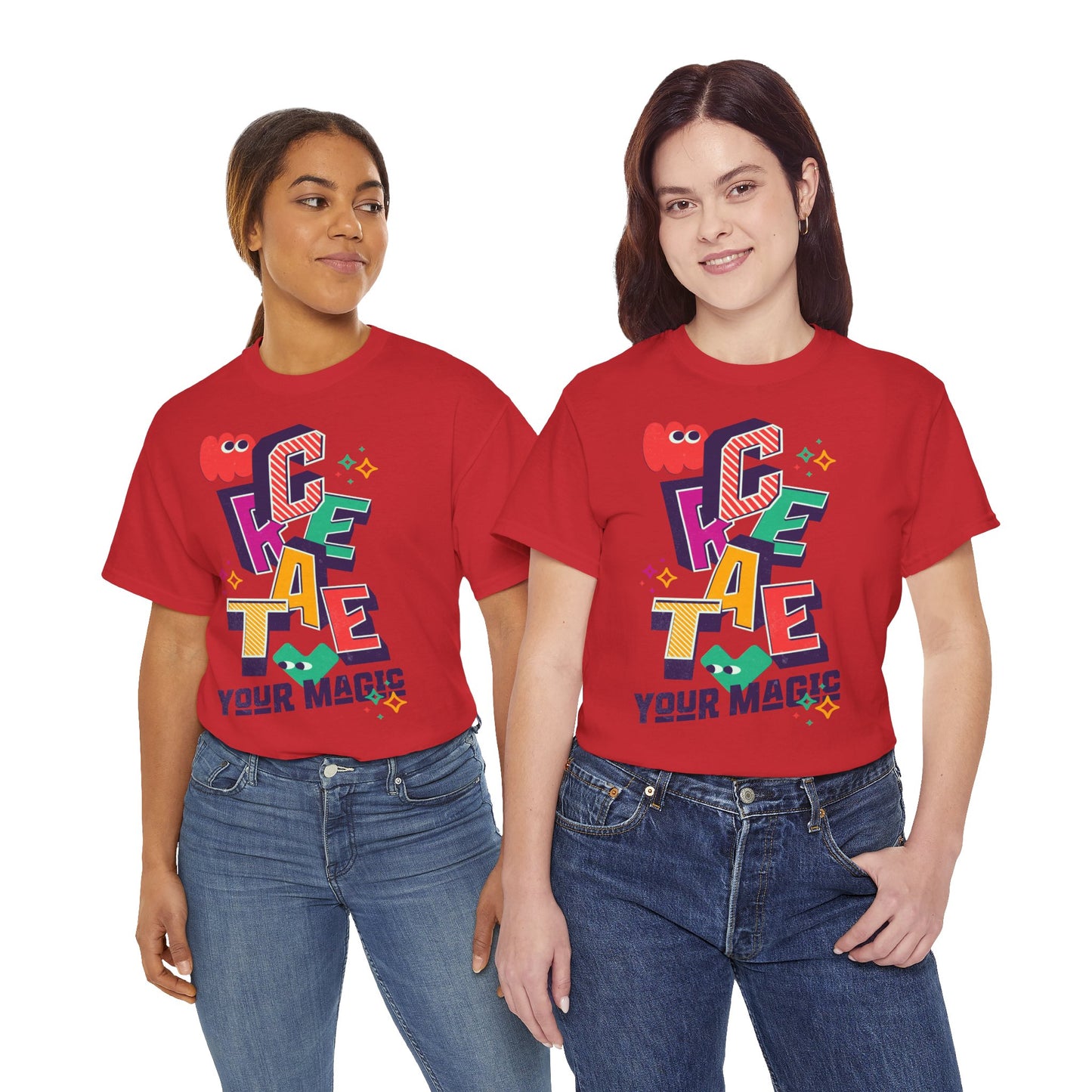 T-shirt con scritta "Create your magic"