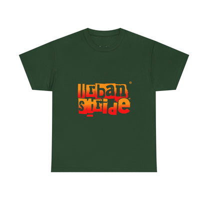 T-shirt con scritta "Urban Stride" sfumata arancio-rosso