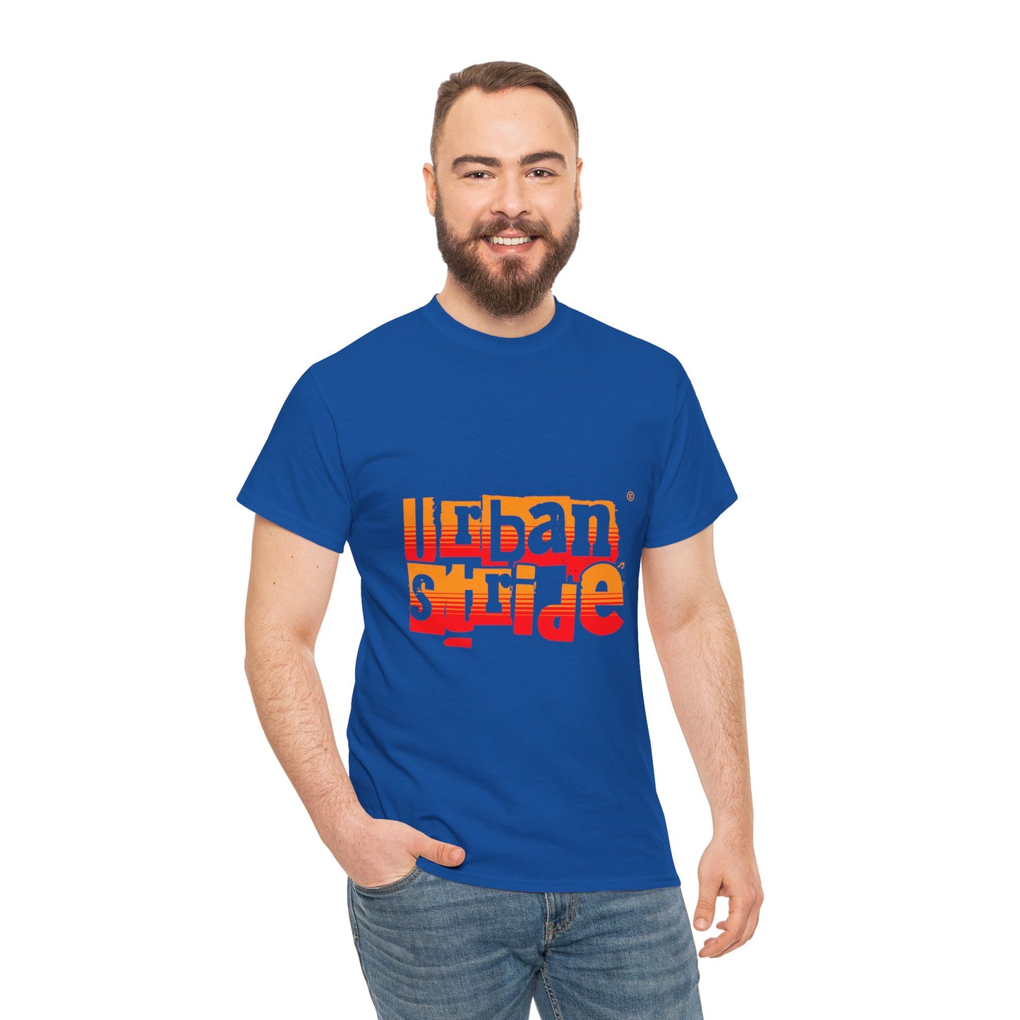 T-shirt con scritta "Urban Stride" sfumata arancio-rosso