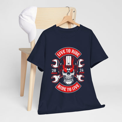 T-shirt con scritta "Live to ride ; Ride to live"