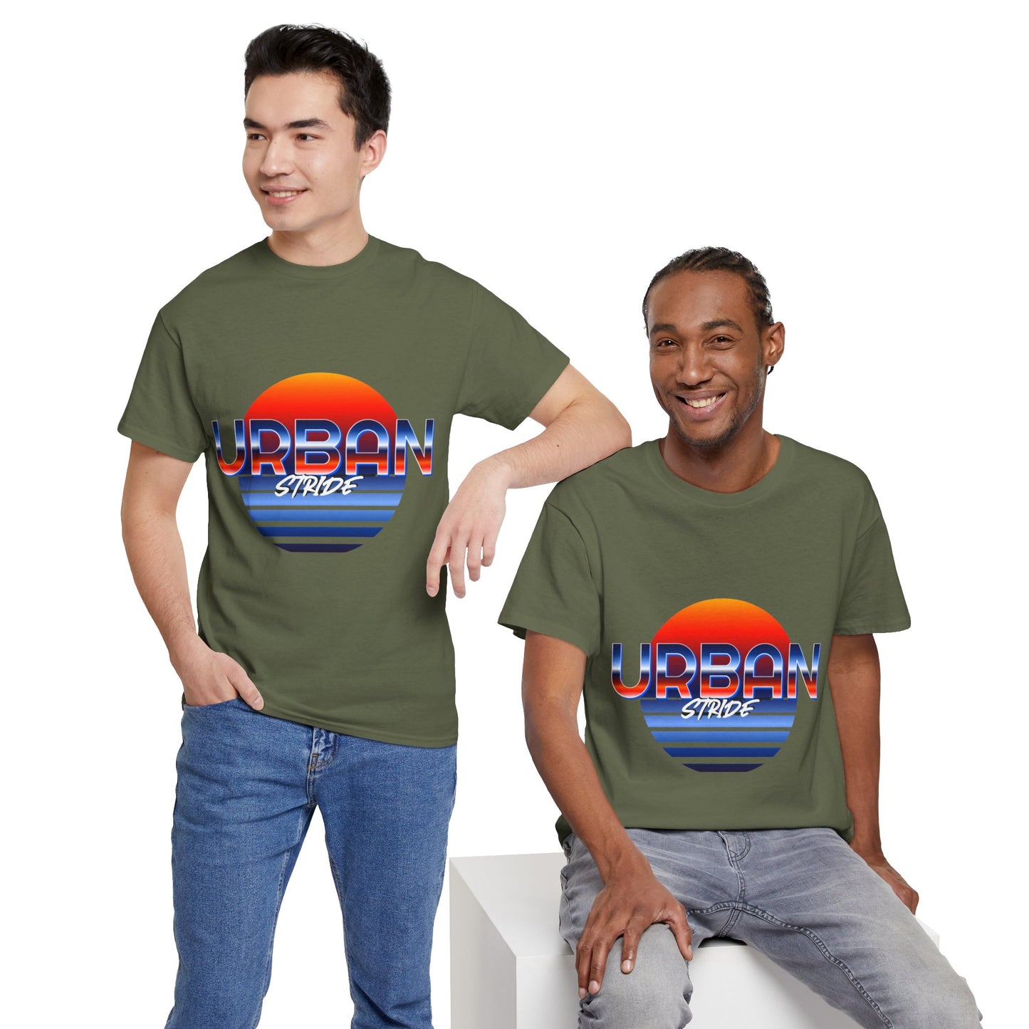 T-shirt con scritta "urbanstride" soleggiata