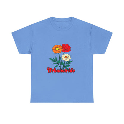 T-shirt con rappresentazione di fiori e scritta "Urbanstride"