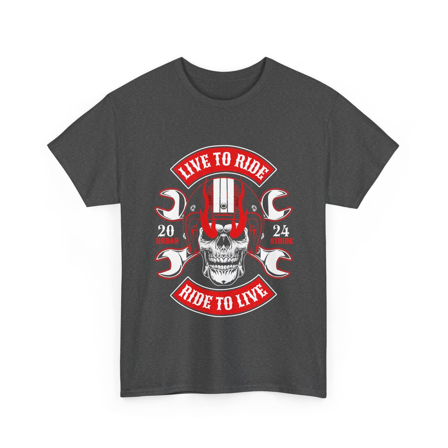T-shirt con scritta "Live to ride ; Ride to live"