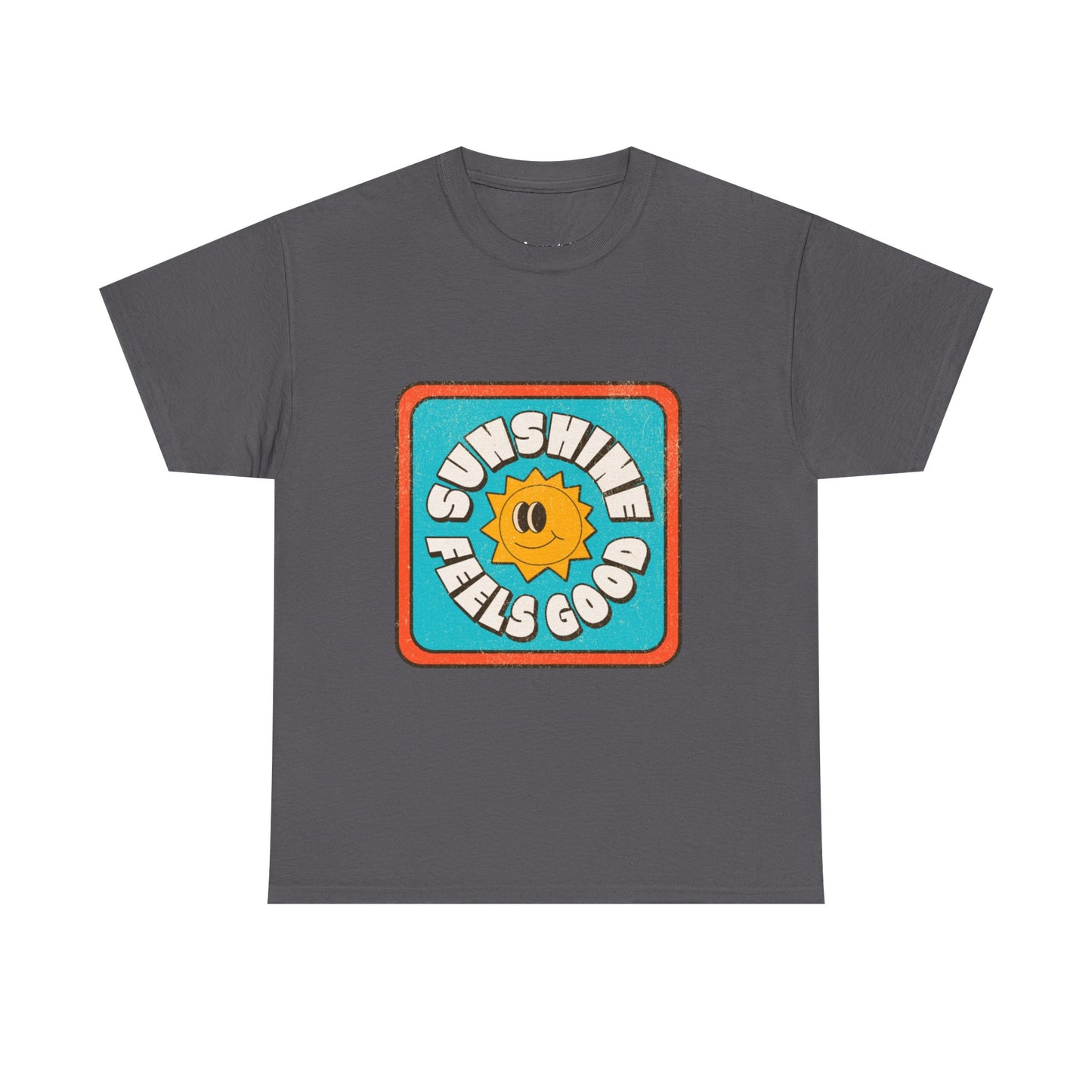 T-shirt con scritta "Sunshine feel good"