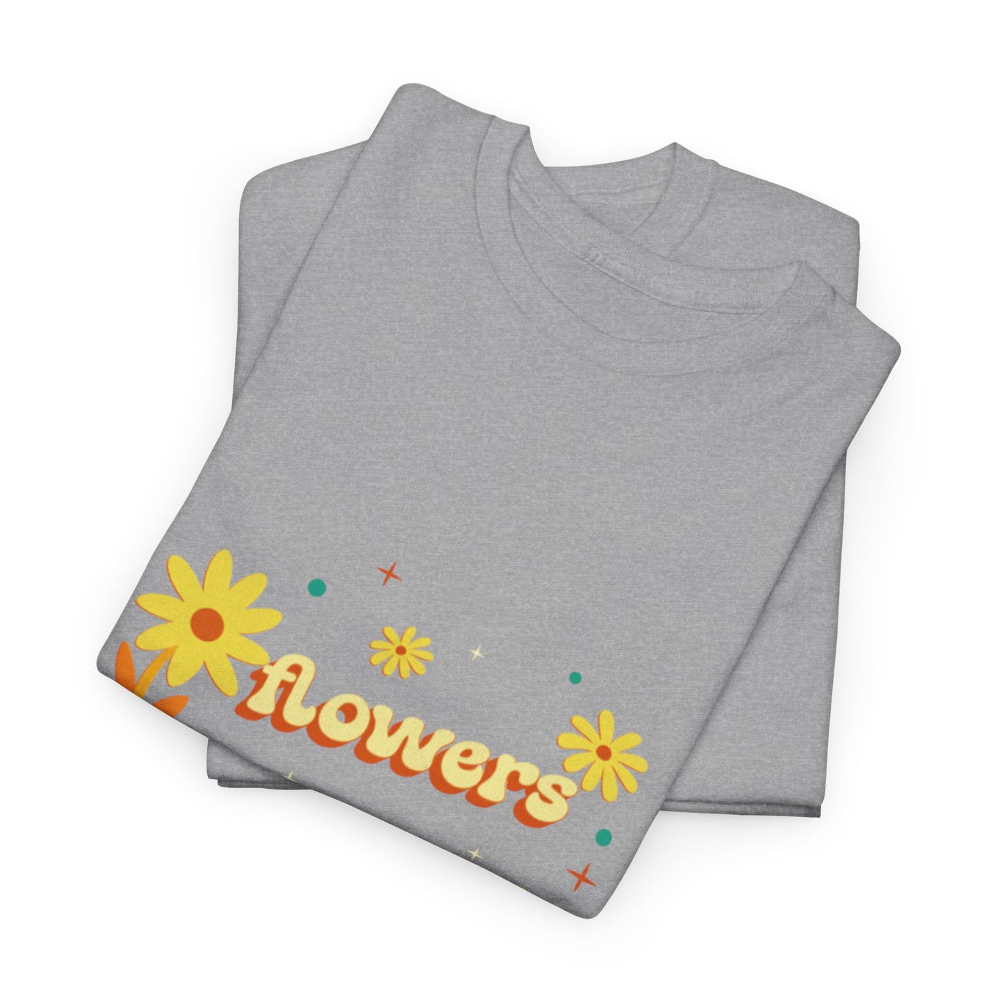 T-shirt con scritta "Flowers vibes"