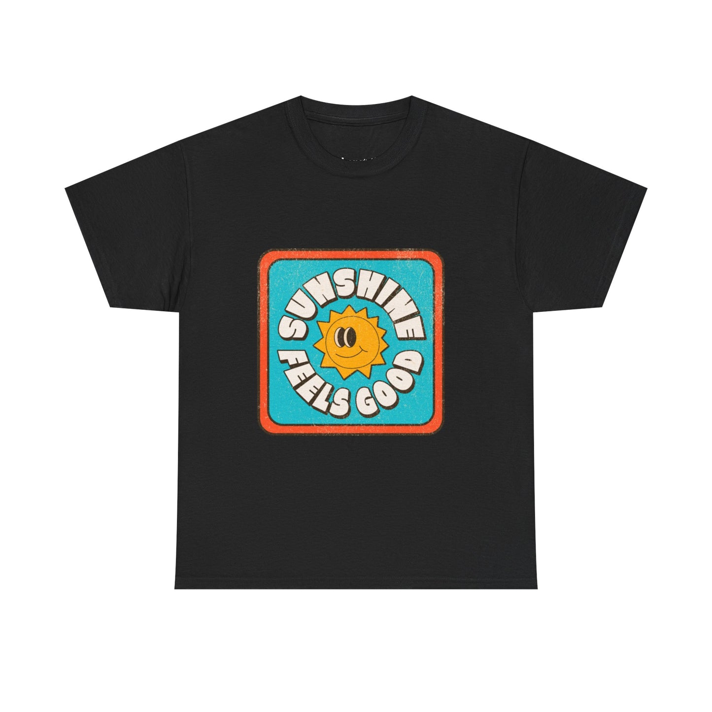 T-shirt con scritta "Sunshine feel good"