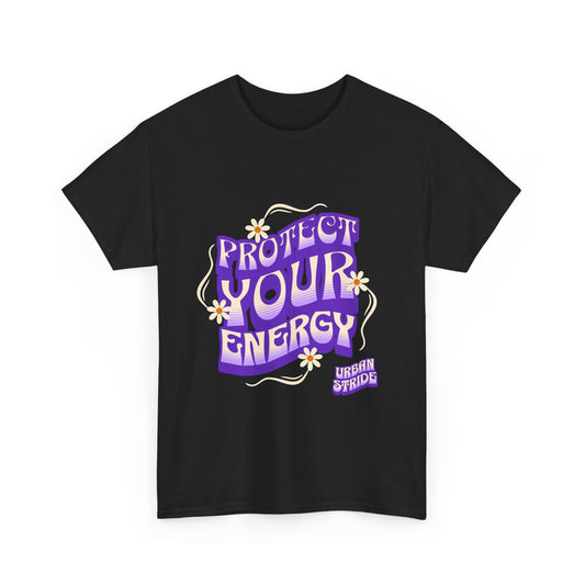 T-shirt con scritta "Protect your energy"