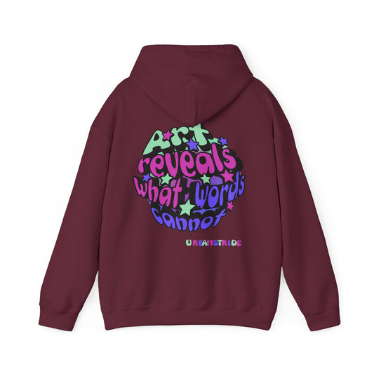 Felpa con scritta "Art reveals what words cannot"