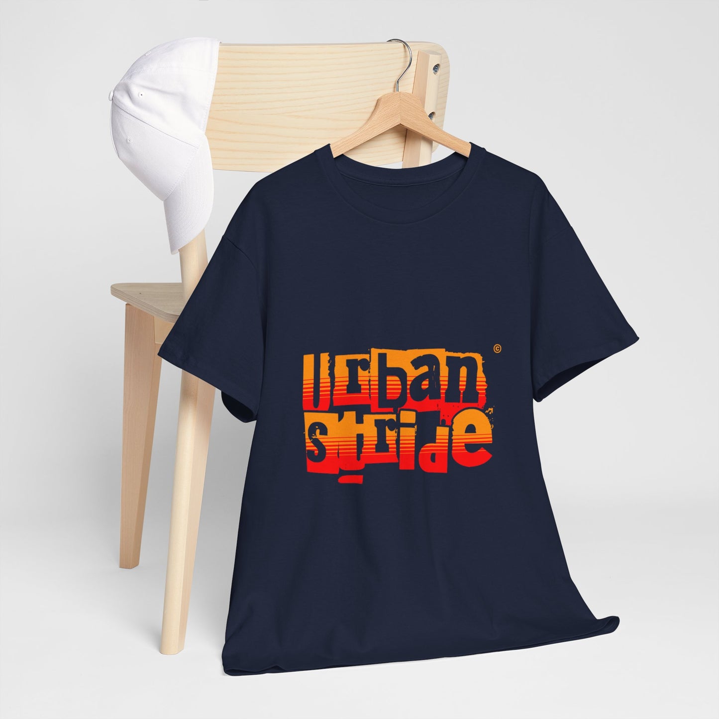 T-shirt con scritta "Urban Stride" sfumata arancio-rosso