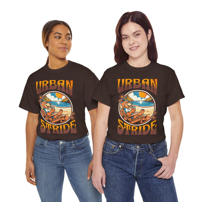 T-shirt con scritta "Urbanstride" e cane