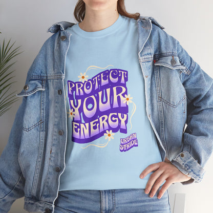 T-shirt con scritta "Protect your energy"