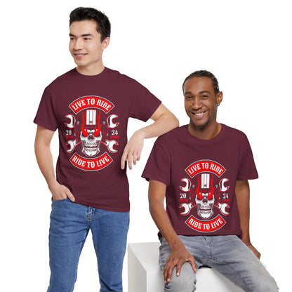 T-shirt con scritta "Live to ride ; Ride to live"