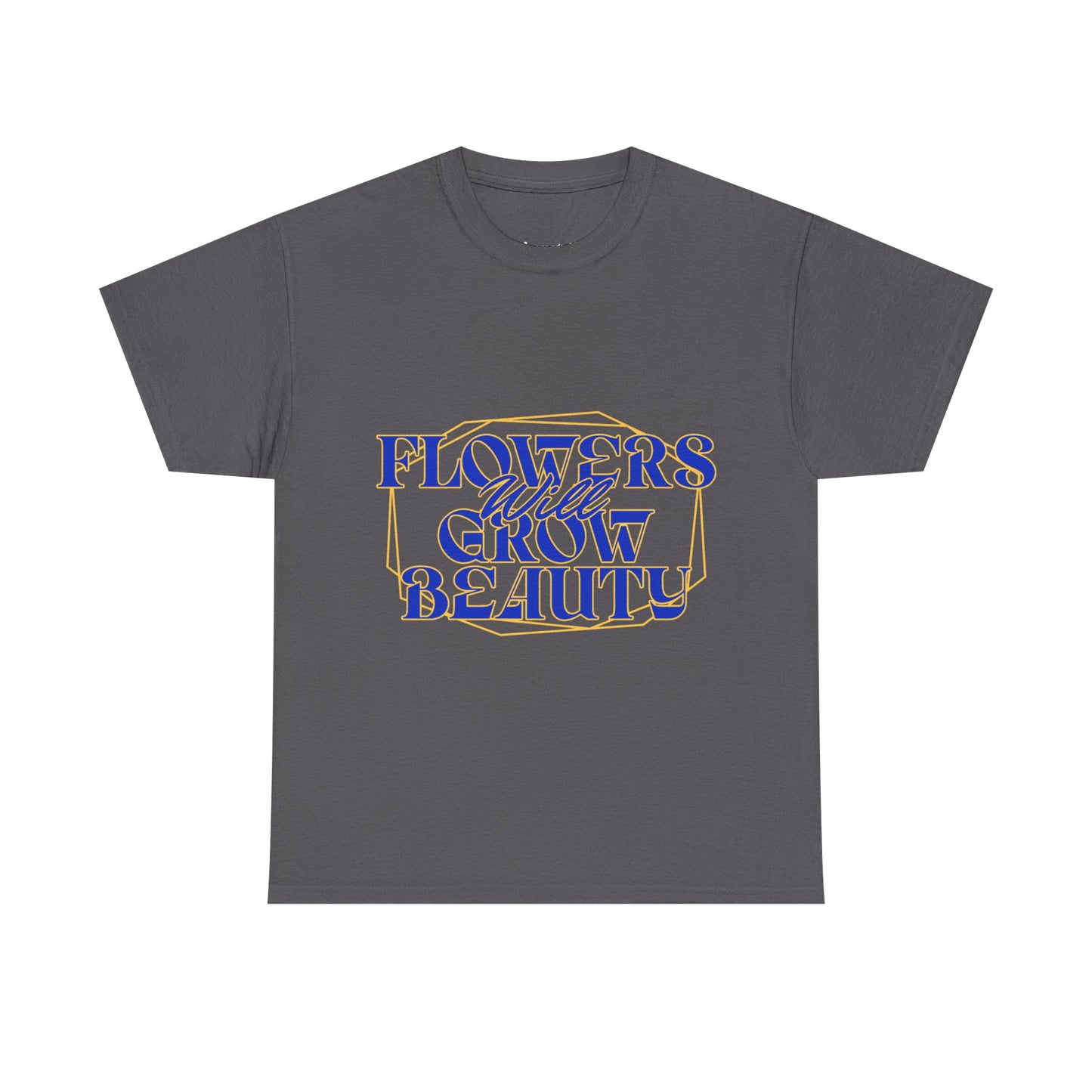 T-shirt con scritta "Flowers will growth beauty"