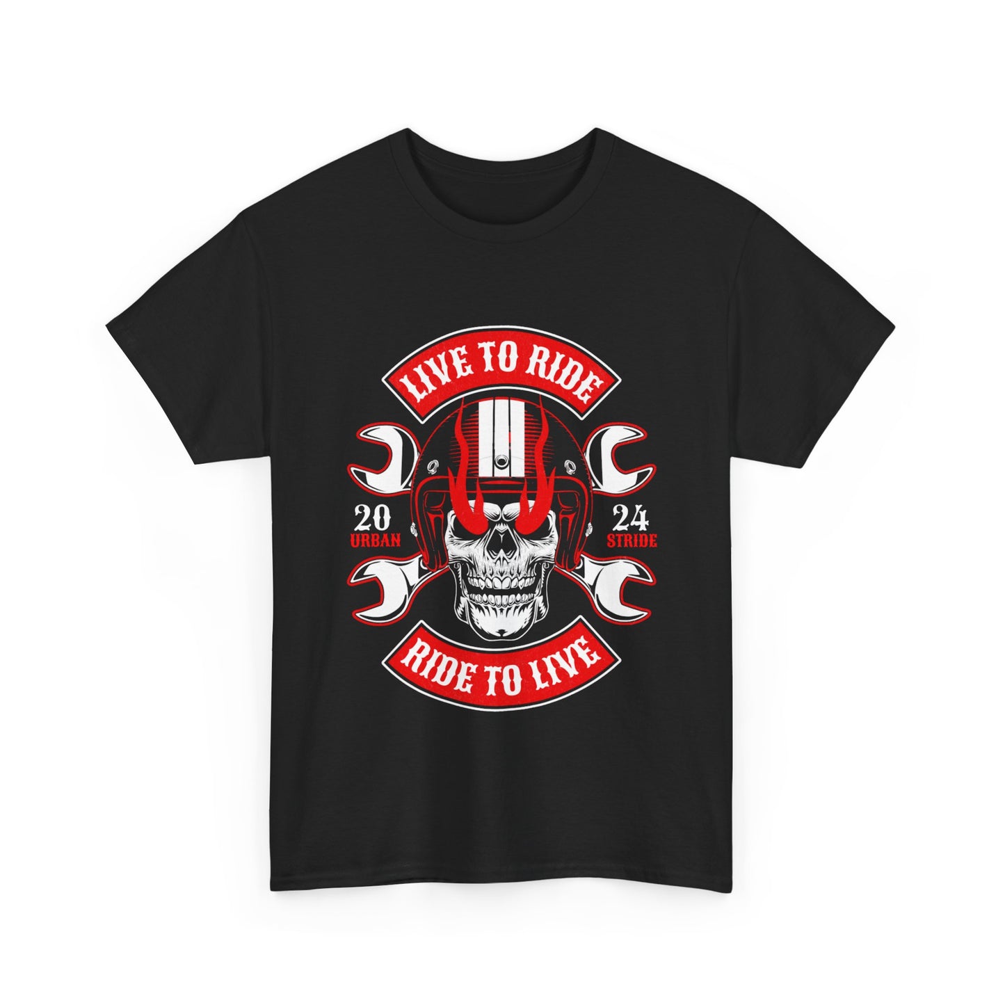 T-shirt con scritta "Live to ride ; Ride to live"