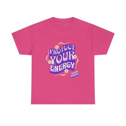 T-shirt con scritta "Protect your energy"