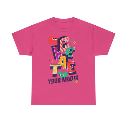 T-shirt con scritta "Create your magic"