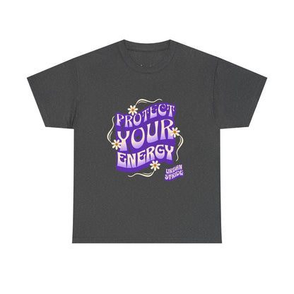 T-shirt con scritta "Protect your energy"