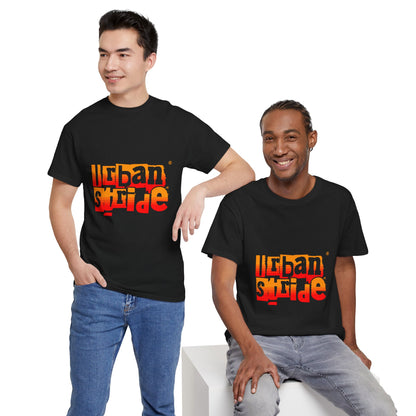 T-shirt con scritta "Urban Stride" sfumata arancio-rosso