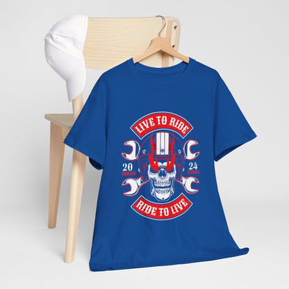 T-shirt con scritta "Live to ride ; Ride to live"