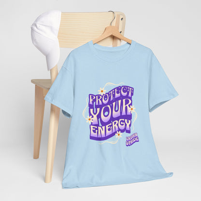 T-shirt con scritta "Protect your energy"