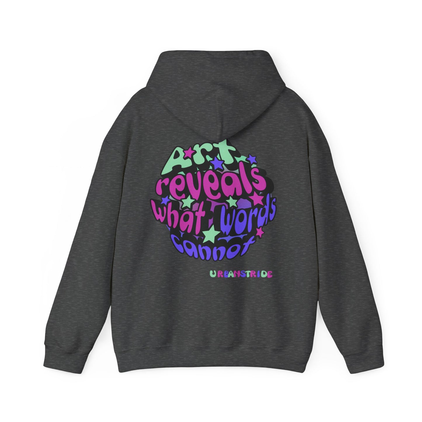 Felpa con scritta "Art reveals what words cannot"