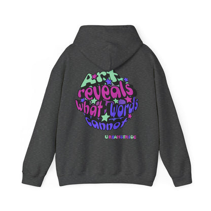 Felpa con scritta "Art reveals what words cannot"