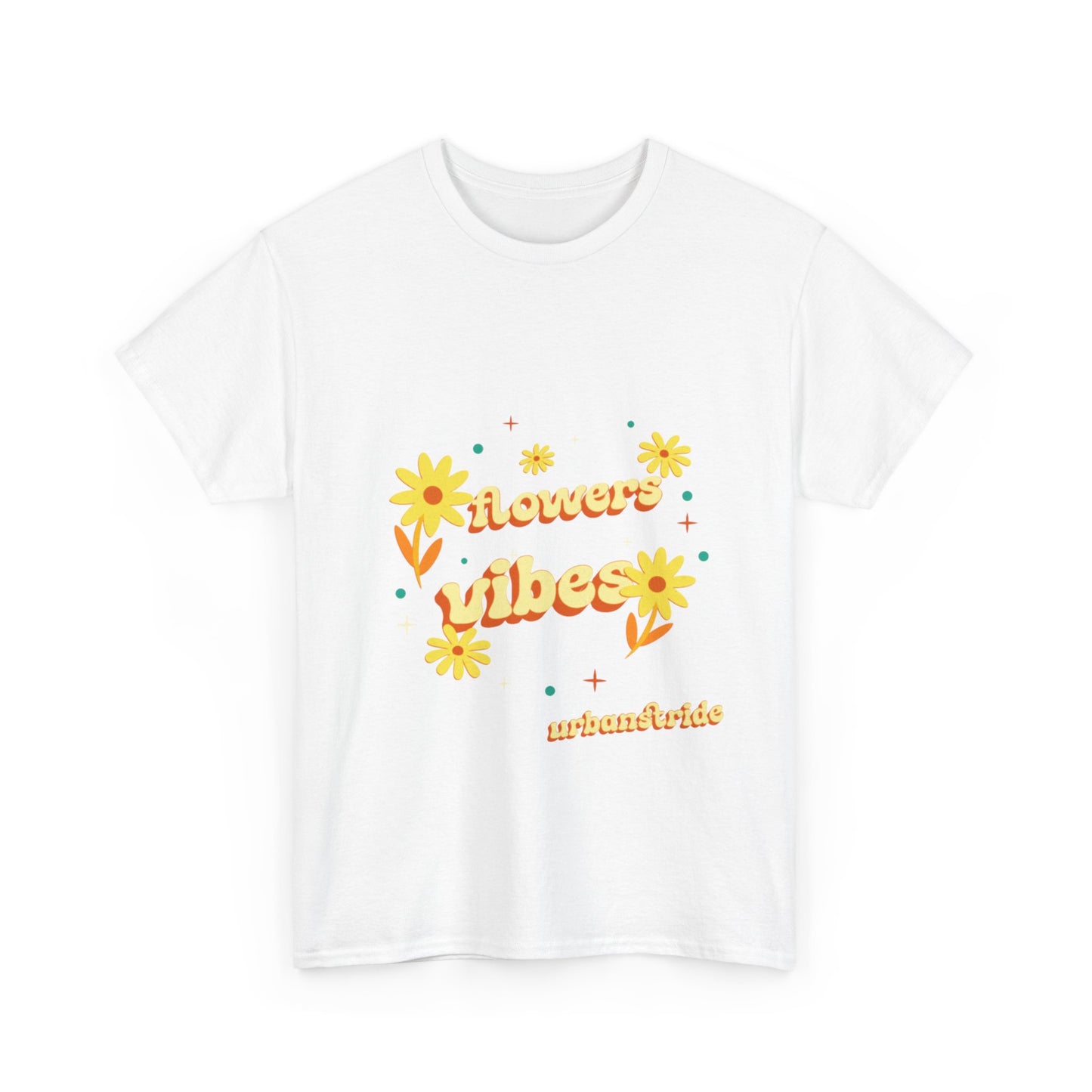 T-shirt con scritta "Flowers vibes"