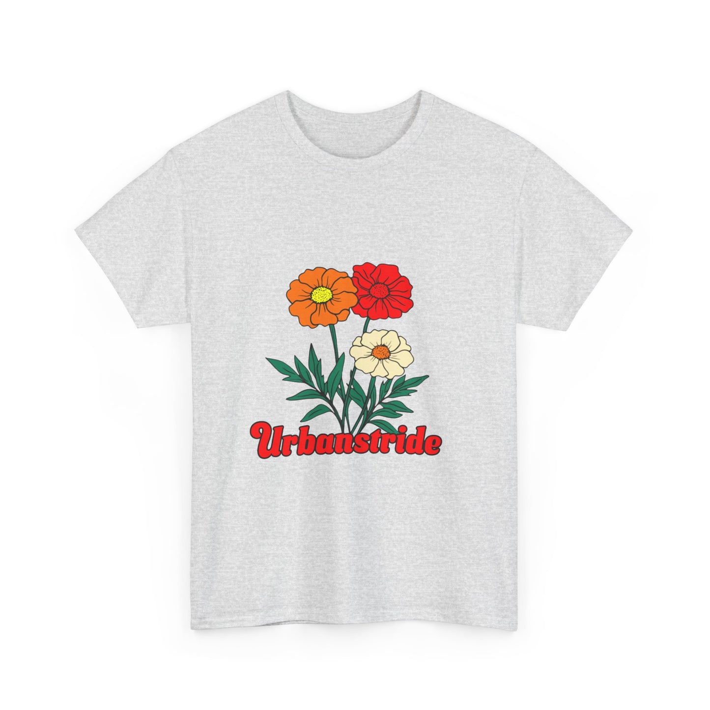 T-shirt con rappresentazione di fiori e scritta "Urbanstride"