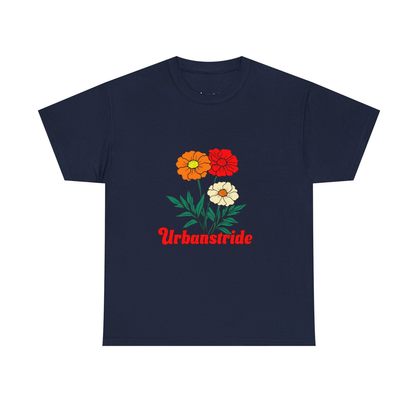 T-shirt con rappresentazione di fiori e scritta "Urbanstride"