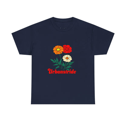 T-shirt con rappresentazione di fiori e scritta "Urbanstride"